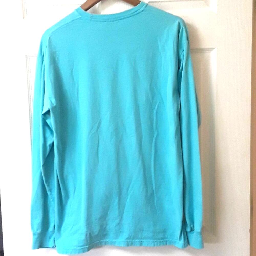 Womens Sz M Green Embroidered NOEL Comfort Colors Cotton Christmas Tee Shirt - Picture 4 of 7
